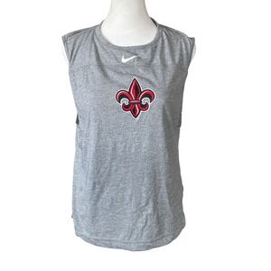 Nike Women‎ Breathe Tank Top L Gray Fleur De Lis Open Back Dri-FIT Ragin Cajuns